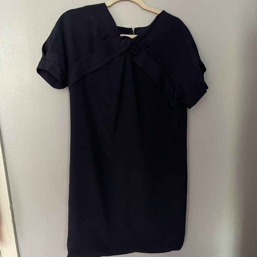 Magaschoni navy poplin silk dress 10